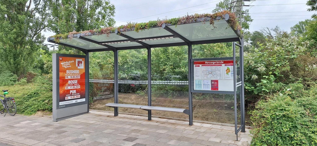 Bus stops in Braunschweig with green roofs
